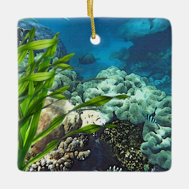 Great Barrier Reef Ceramic Tree Decoration (Front)
