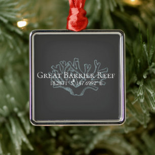 Great Barrier Reef Latitude  Longitude  Plaque Metal Tree Decoration