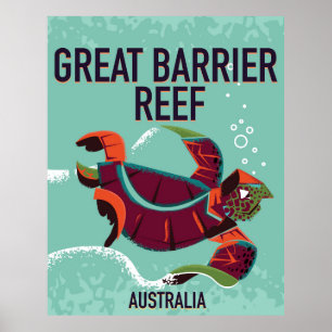 Great Barrier Reef vintage travel poster. Poster