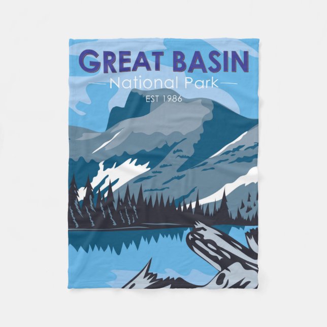  Great Basin National Park Nevada Vintage Fleece Blanket (Front)