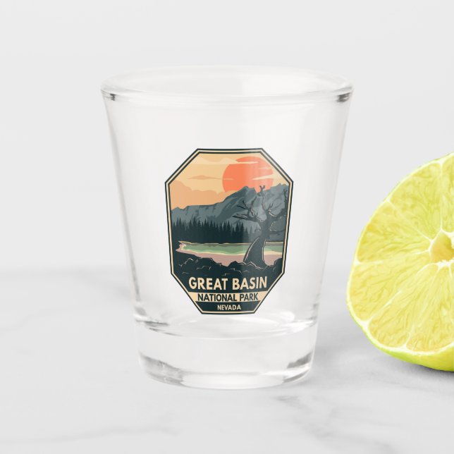 Great Basin National Park Retro Emblem Shot Glass (Front)