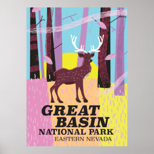 Great Basin National Park vintage travel poster