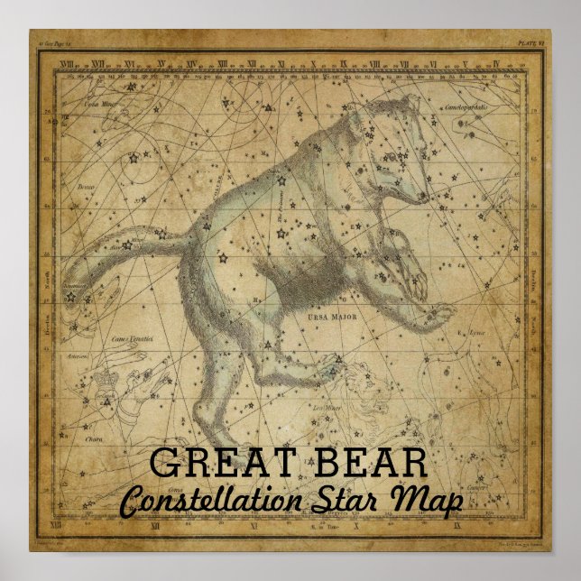 Great Bear Ursa Major Constellation Star Map Poster (Front)
