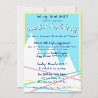 Great Birthday Bake Off Invitation | Yellow Border