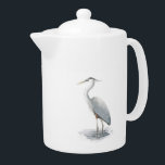 Great Blue Heron<br><div class="desc">This design is from my original watercolor illustration of a Great Blue Heron. This beautiful bird is a lovely sight, and its graceful shape and slate grey plumage make this peaceful and useful teapot a unique and elegant piece of nature for your home and kitchen - or for a special...</div>