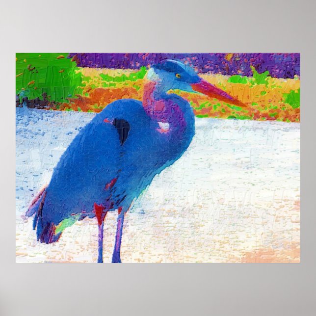 Great blue heron abstract poster (Front)