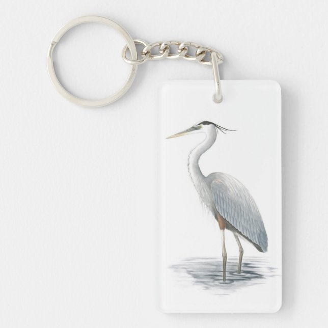 Great Blue Heron Acrylic Keychain (Front)