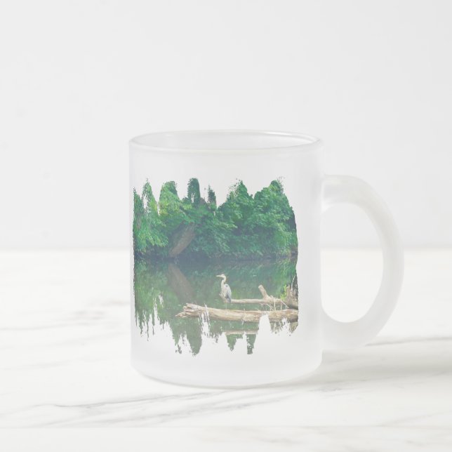 Great Blue Heron - Ardea herodias Frosted Glass Coffee Mug (Right)
