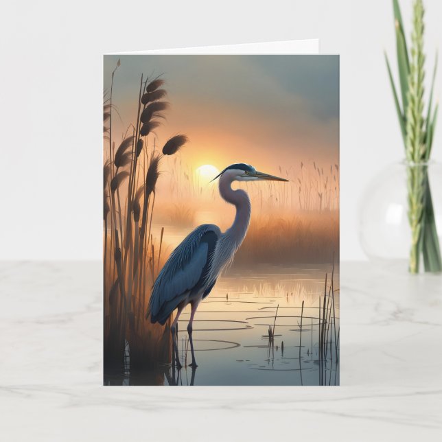 Great Blue Heron at Sunrise Thank You Note Card (Front)
