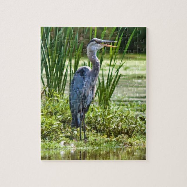 Great Blue Heron at the Pond Puzzle (Vertical)