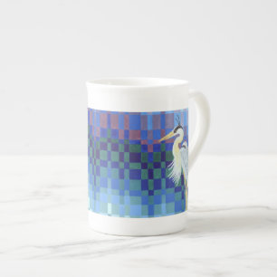 Great Blue Heron Bargello Bone China Mug