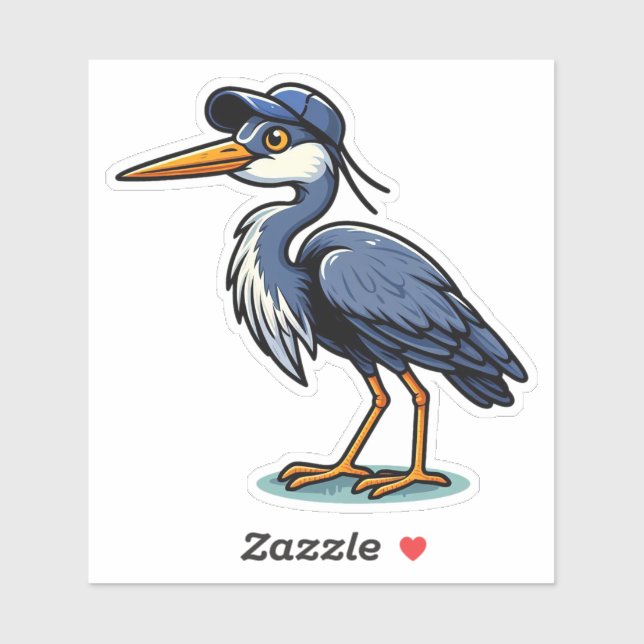Great Blue Heron bird Custom-Cut Vinyl Sticker (Sheet)
