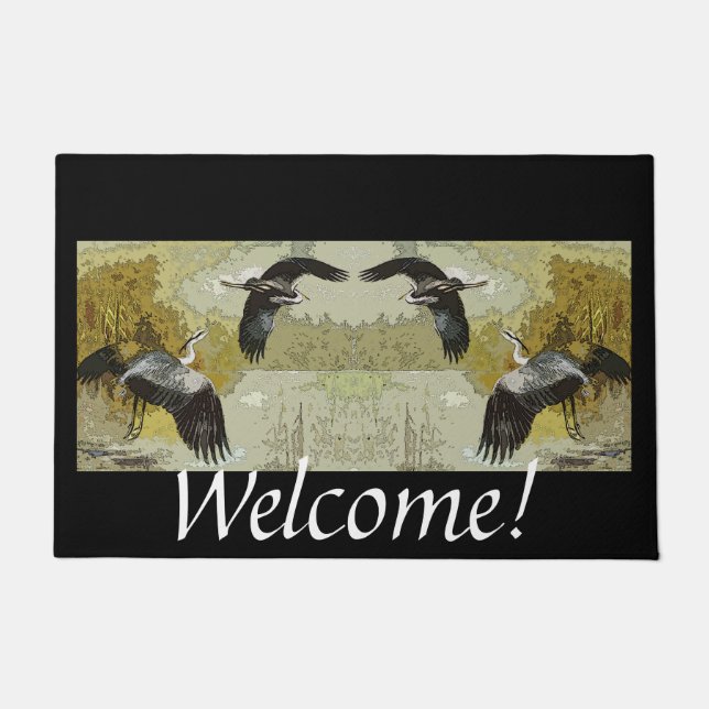 Great Blue Heron Birds Flying Wildlife Doormat (Front)