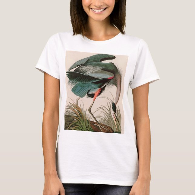 Great Blue Heron Birds of America Audubon Print T- T-Shirt (Front)