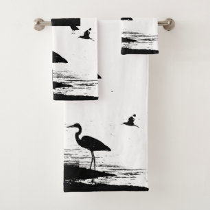Great Blue Heron Birds Wildlife Bath Towel Set