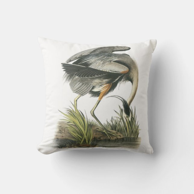 Great Blue Heron by Audubon Cushion (Front)