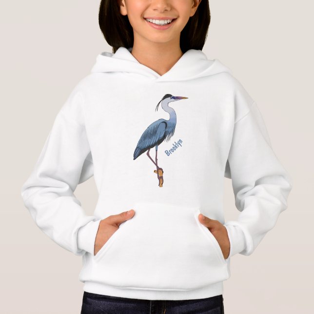 Great blue heron cartoon illustration  (Front)
