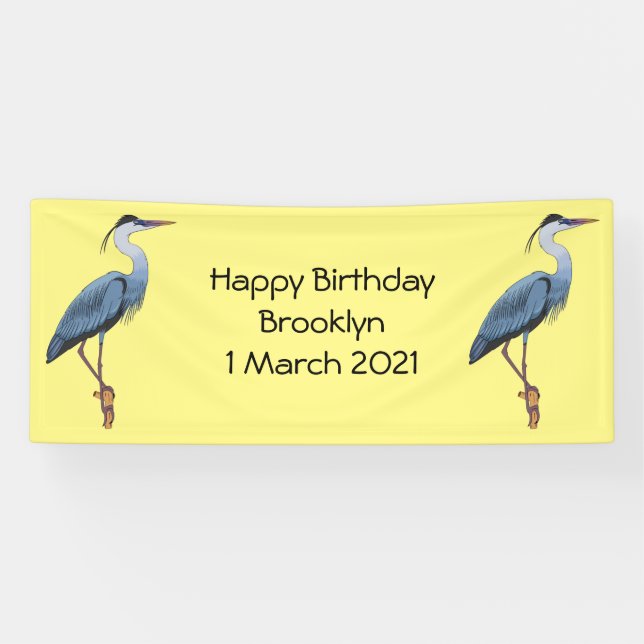 Great blue heron cartoon illustration banner (Horizontal)