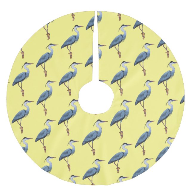 Great blue heron cartoon illustration  brushed polyester tree skirt (Front)