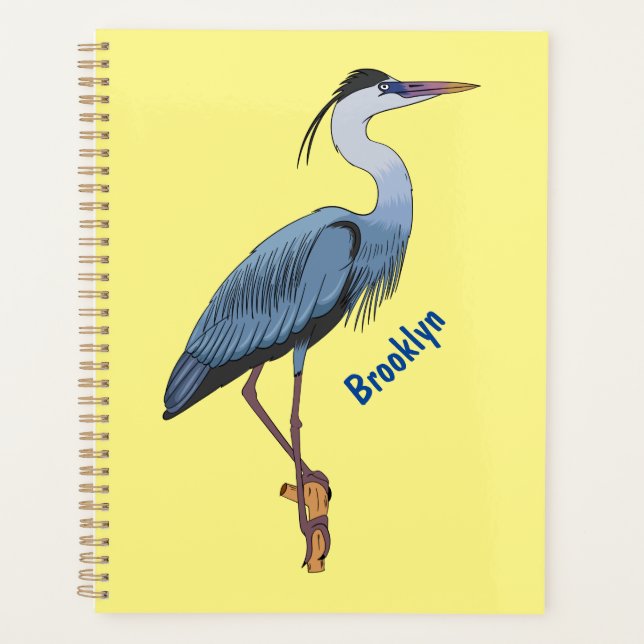 Great blue heron cartoon illustration planner (Front)