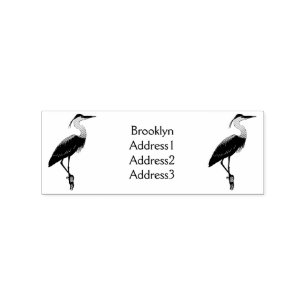 Great blue heron cartoon illustration rubber stamp