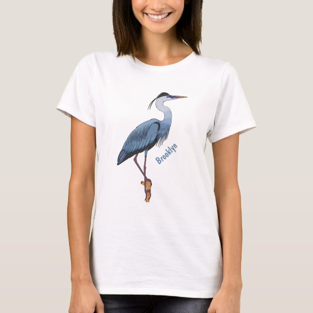 Great blue heron cartoon illustration T-Shirt (Front)