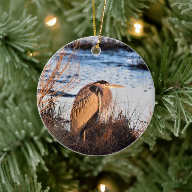 Great Blue Heron Ceramic Tree Decoration (Tree)
