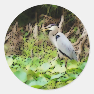 Great Blue Heron Classic Round Sticker