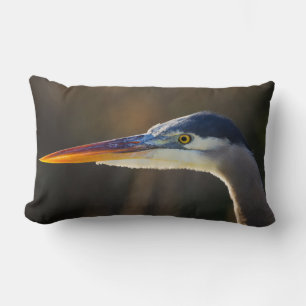 Great Blue Heron, close up portrait Lumbar Cushion
