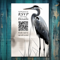 Great Blue Heron Coastal Bird QR Code Wedding