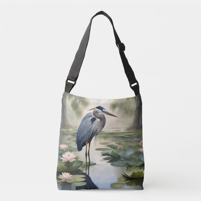 Great Blue Heron Crossbody Bag (Front)