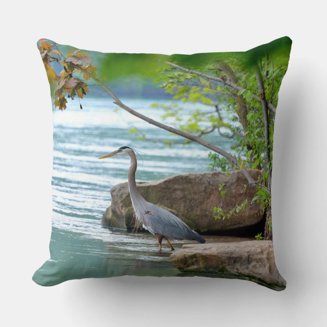 Great Blue Heron Cushion (Front)