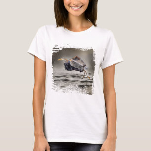 Great Blue Heron Dancing over the Water Wildlife T-Shirt