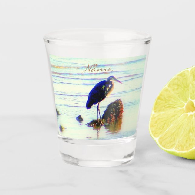 Great blue heron Design Thunder_Cove Shot Glass (Front)