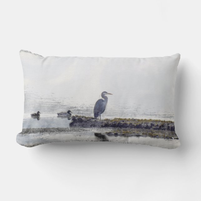 Great Blue Heron & Ducks Wildlife Mojo Pillow (Front)