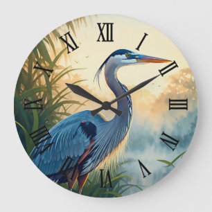 Great Blue Heron Everglades National Park Morning Large Clock