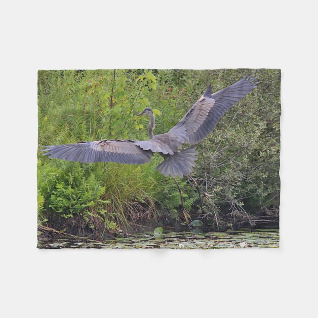 Great blue heron fleece blanket (Front (Horizontal))