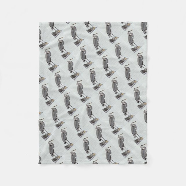 Great Blue Heron Fleece Blanket (Front)