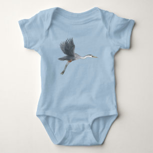 Great Blue Heron Flying Baby Bodysuit