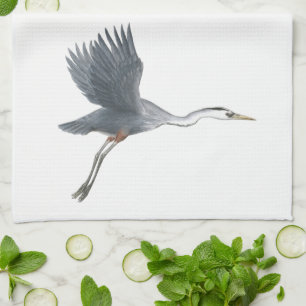 Great Blue Heron Flying Tea Towel