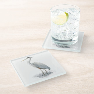 Great Blue Heron Glass Coaster
