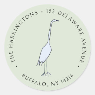 Great Blue Heron Hand-Drawn Return Address  Classic Round Sticker