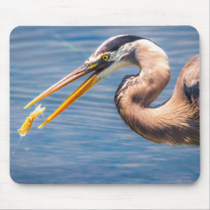 Great Blue Heron Hunt Photo Wildlife Print Mouse Pad