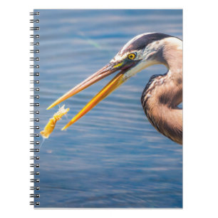 Great Blue Heron Hunting Prey Wildlife Art Print Notebook