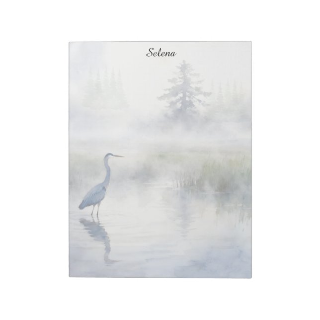 Great Blue Heron in a Salt Marsh Notepad (Rotated)