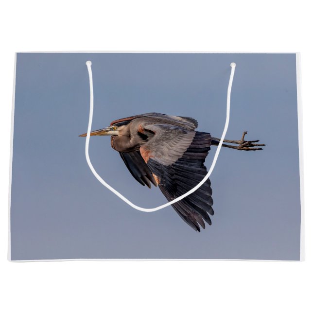 Great Blue Heron in flight Large Gift Bag (Front)