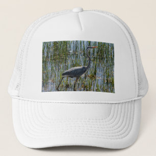 Great Blue Heron in Marsh – Elegant Wildlife  Trucker Hat