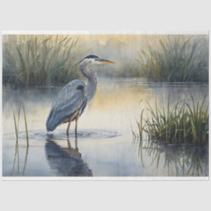 Great Blue Heron in the Marsh Decoupage Tissue Paper