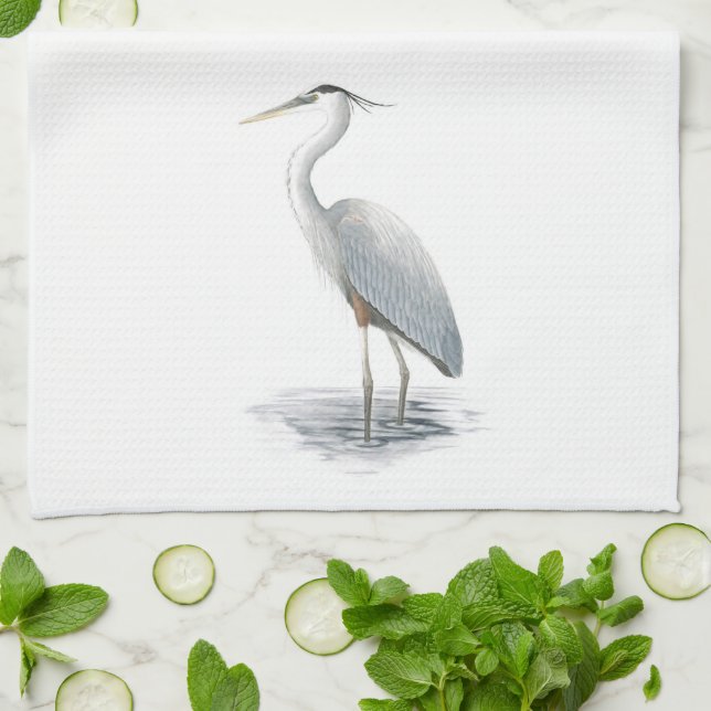 Great Blue Heron Kitchen Towel (Folded)
