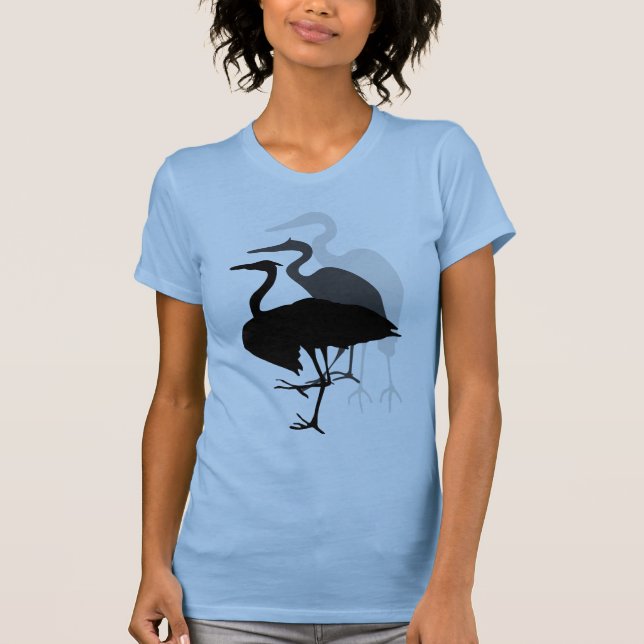 Great Blue Heron Ladies T-shirt Blue (Front)